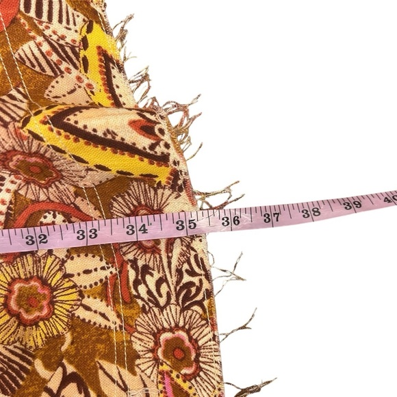 Anthropologie Pilcro Floral Tapestry Puff Sleeve Dress Size XS button linen rust - Picture 7 of 8